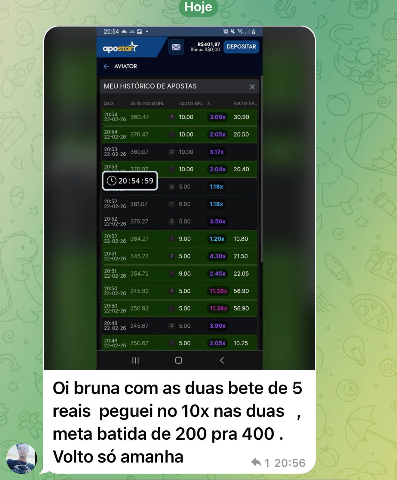 Depoimento real 31 enviado por integrante da comunidade da Sté Aviator
