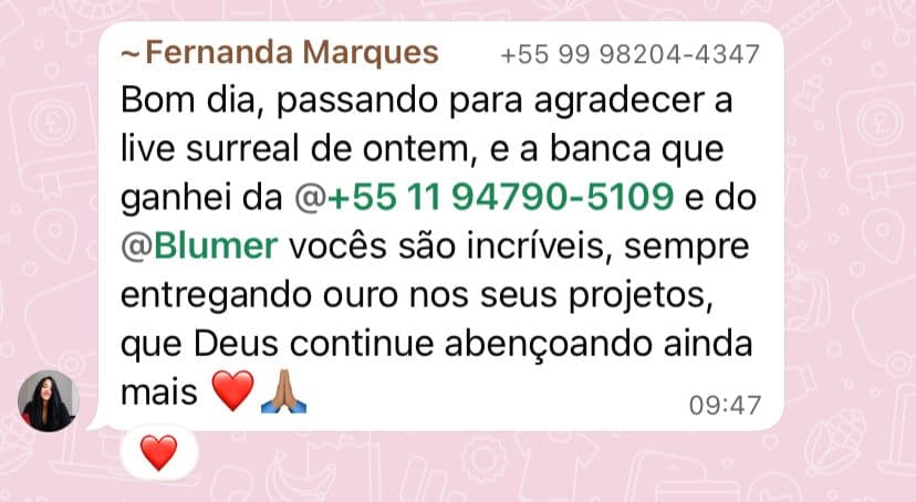 Depoimento real 38 enviado por integrante da comunidade da Sté Aviator