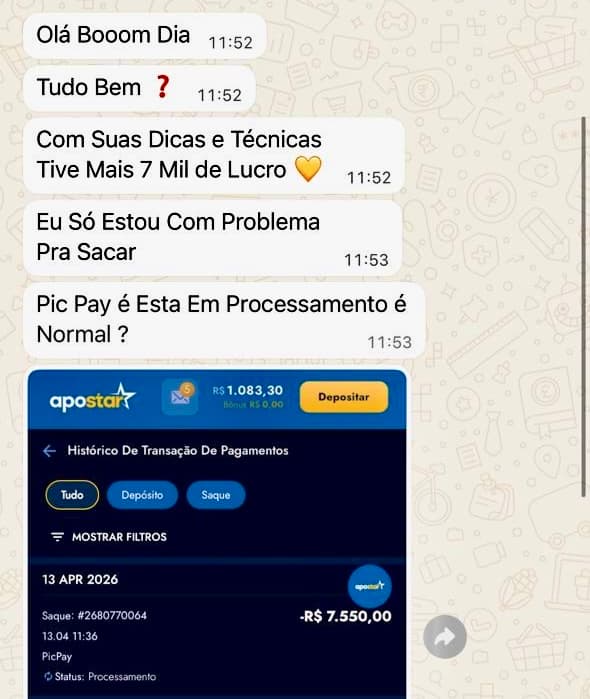Depoimento real 47 enviado por integrante da comunidade da Sté Aviator